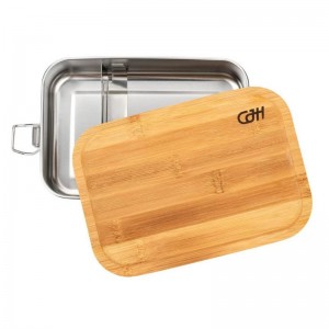 Herbertz CJH Edelstahl Lunch Box M Bambusdeckel Fachteiler