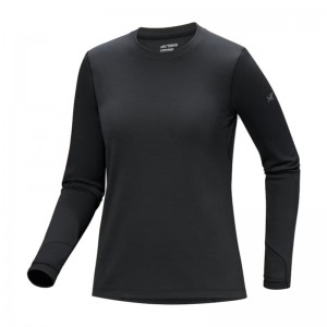 Arcteryx Taema Thermal Crew LS black heather - Longsleeves Frauen