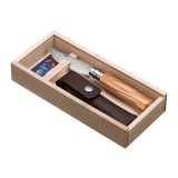 Opinel Inox No. 08 Olivenholz Geschenkset Messer mit Tasche in Holzbox
